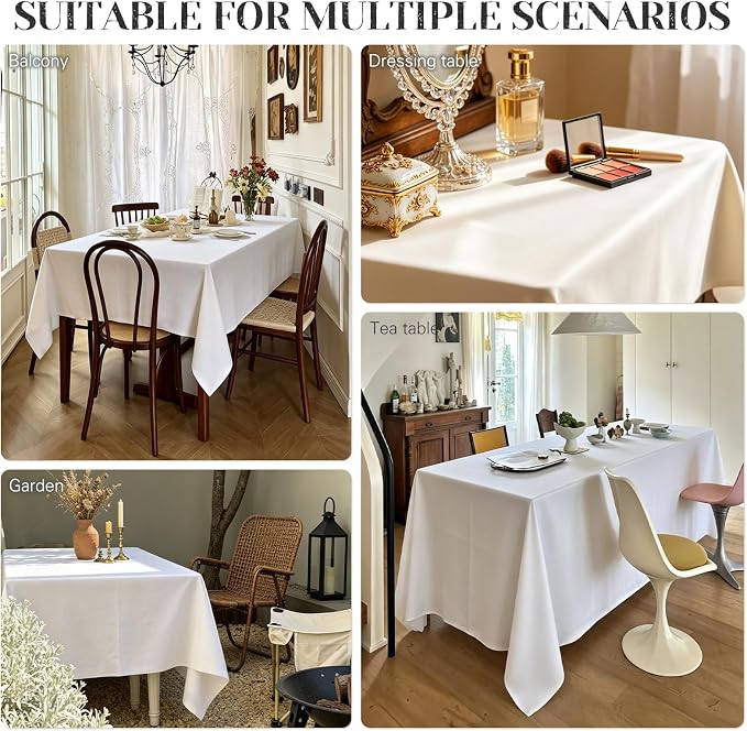 WIGENIUS 6 Pack Ivory Table Cloth Rectangle Tablecloths 60X126 Inch,Polyester Table Cloth for 8 Foot Rectangle Tables,Wrinkle Resistant Washable Fabric Table Covers for Party,Wedding Banquet