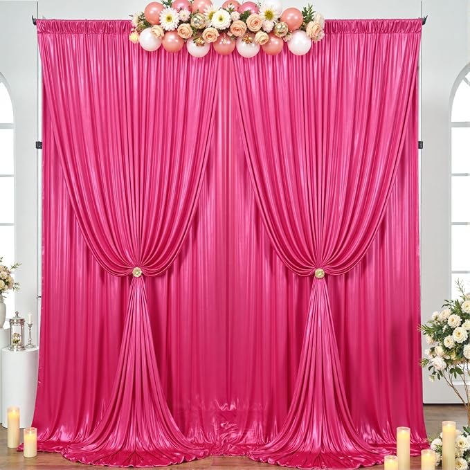 20×10FT Hot Pink Shimmer Backdrop Curtain Glitter Sequin Photo Backdrop Drapes for Wedding Party Background Birthday Graduation Back Drop Bridal Baby Shower Christmas Halloween Stage Decor