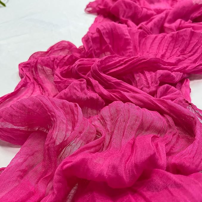 10 Pack 120inch Hot Pink Cheesecloth Table Runners - 10Ft Long Cotton Gauze Table Runner Set for Weddings Bridal Parties and Baby Showers Decoration- Elegant Fuchsia Table Cloth