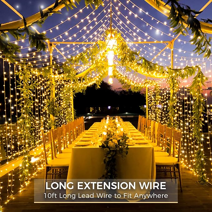 suddus Christmas Lights Outdoor, 66 ft 200 LED Plug in Warm White Fairy String Lights with Remote, Twinkle Lights for Bedroom Indoor Xmas Tree Dorm Wedding Backyard Party Outdoor Decorations