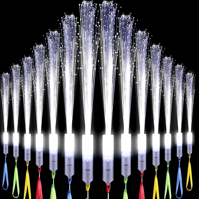 Jecery 144 Pieces White Fiber Optic Wands Bulk LED Wedding Sparklers Send off Light up Wand Sticks with 3 Modes Flashing for Bridal Shower Reception Birthday Glow in the Dark Party Favors Supplies