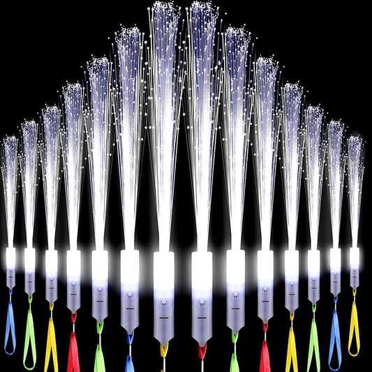Jecery 180 Pieces White Fiber Optic Wands Bulk LED Wedding Sparklers Send off Light up Wand Sticks with 3 Modes Flashing for Bridal Shower Reception Birthday Glow in the Dark Party Favors Supplies