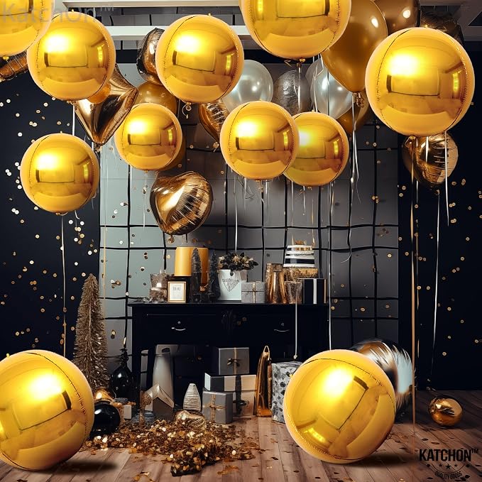 KatchOn, Large Gold Balloons - 22 Inch, Pack of 12 | Gold Foil Balloons for Golden Birthday Party Decorations, Engagement Party Decorations | Mylar Balloons for Anniversary Decor, Wedding