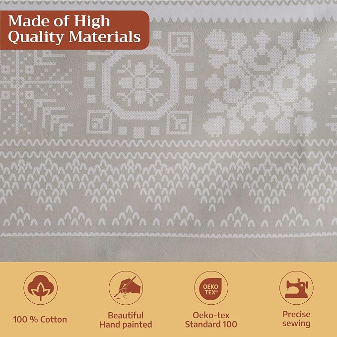 Maison d' Hermine Table Cloth Square Table 100% Cotton 60 x 60 Inches Fall Tablecloth Reusable Everyday Use for Thanksgiving Christmas Decorations Dining Farmhouse Party (Cozy Christmas)