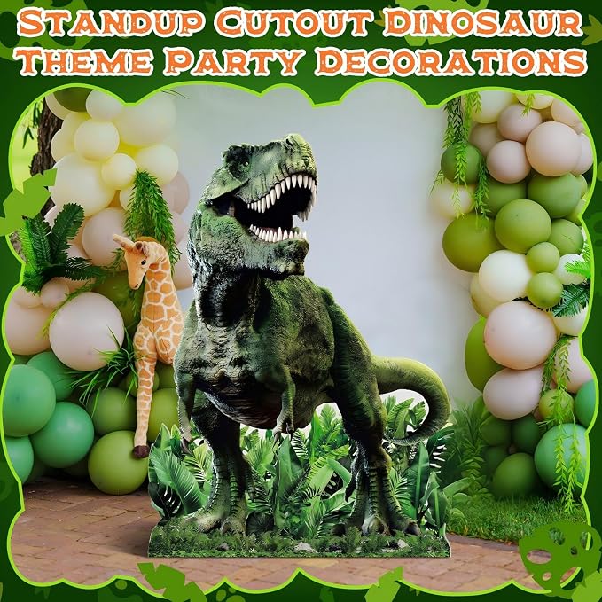 Cinnvoice 4.59 ft Dinosaur Cardboard Cutout Jurassic Large Standup Cutout Party Decoration Dinosaur Photo Backdrop Prop for Animals Jurassic Theme Birthday Party Supplies