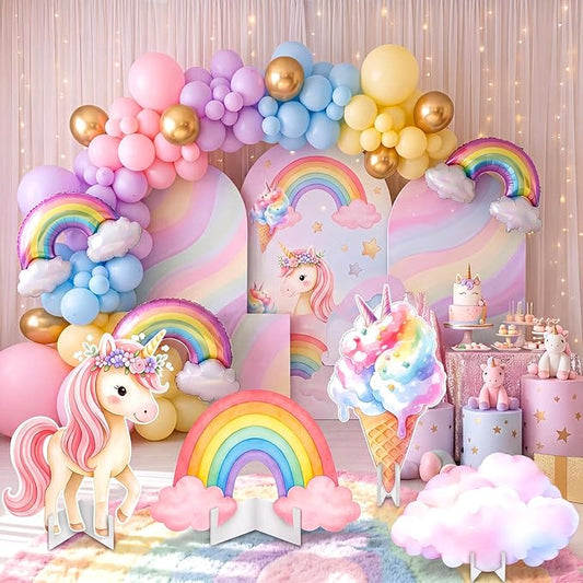 Honoson 4 Pcs Large 20" x 30" Unicorn Cardboard Cutouts, Rainbow Unicorn Themed Party Yard Signs Decoration for Baby Shower Birthday Party Supplies Lawn Classroom Yard Decor