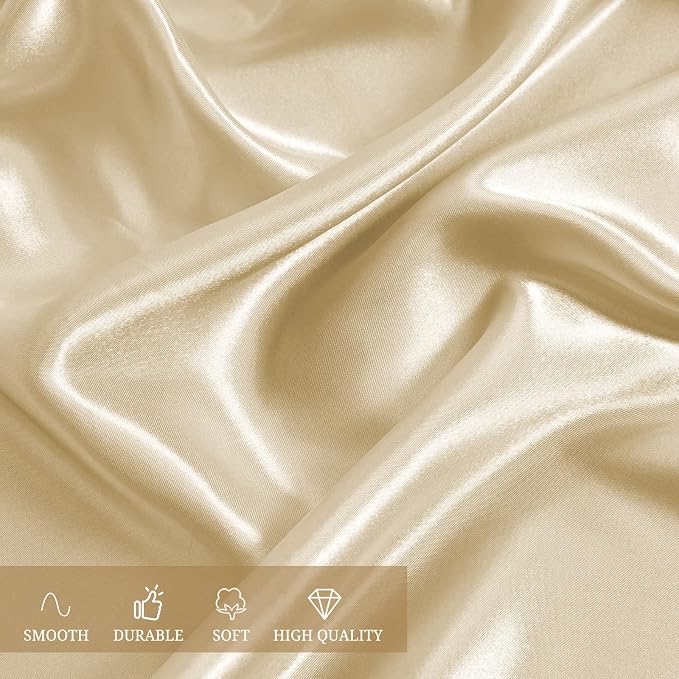 12 Pack Champagne Satin Tablecloth, 57 x 108 Inch Silky Satin Table Cloth, Rectangle Bright Silk Tablecloth Smooth Fabric Table Covers Overlay Silky Table Decoration for Wedding Party Banquet Birthday