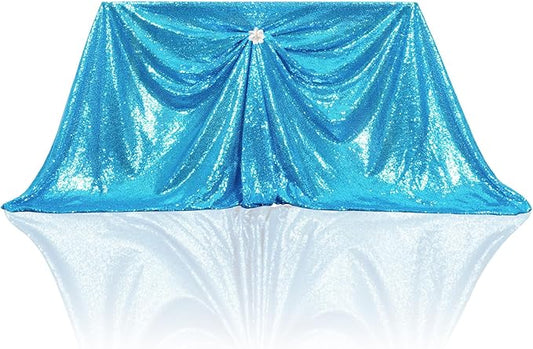 PartyDelight Sequin Tablecloth Turquoise Rectangle 60x120 Shimmer Table Cloths Sparkle Glitter Decorations