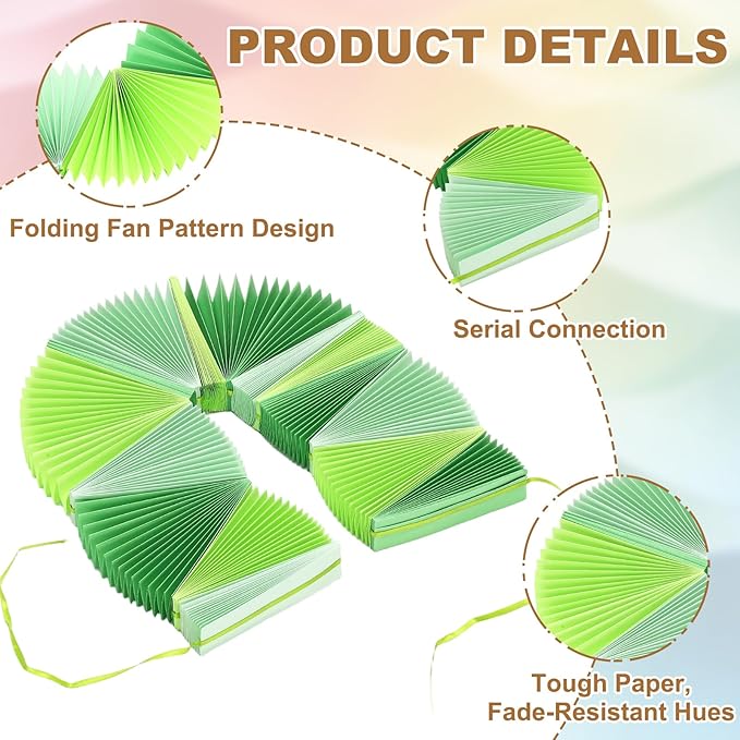 uxcell 3 Pcs Paper Fan Garland, 5.25ft Paper Garland Hanging Decorations Set Party Hanging Decorations Fans for Birthday Parties Holiday Ornaments Family Gatherings Weddings, Green