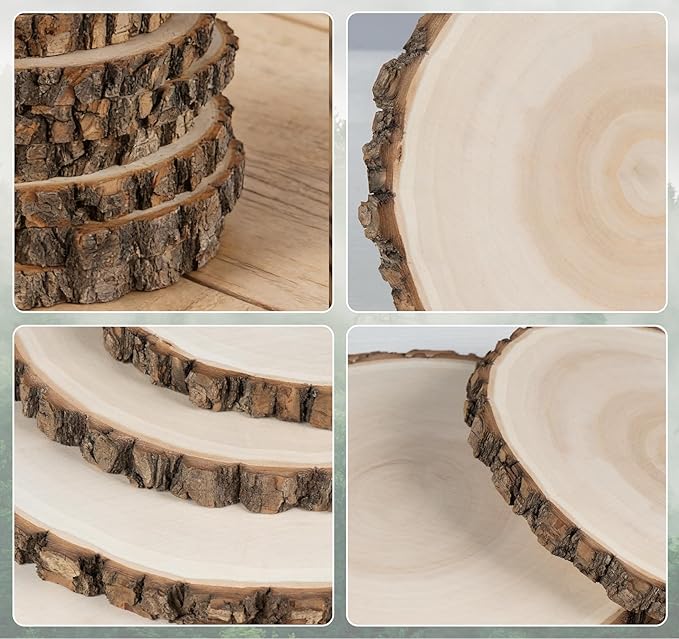 ilauke 6Pcs Wood Slices for Centerpieces, 7-8 Inch Natural Willow Wood Circles for Crafts, Large Wood Rounds for Rustic Wedding Decor, Centerpiece Table Decorations and DIY Crafts