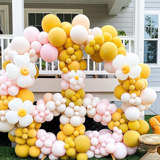 Golden Yellow Balloons, 53pcs Double Stuffed, 18in, 12in, 10in, 5in, Perfect for Birthday, Gender Reveal, Baby Shower, Boho Party Decorations