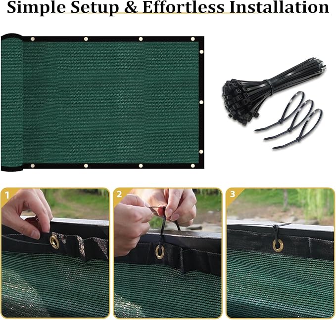Shade&Beyond 4' X 50' Fence Privacy Screen Heavy Duty 170 GSM Fencing Mesh Shade Net Cover for Wall Garden Back Yard Outdoor Home Decoration, Green