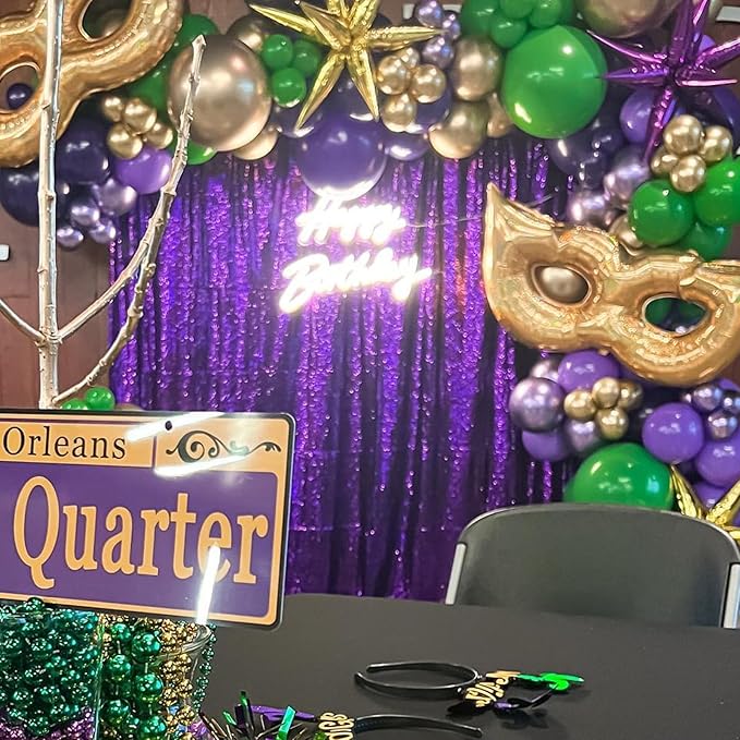 Purple Sequin Backdrop Curtain 4 Pcs 2ftx8ft Sparkly Glitter Wedding Party Photography Background Drapes for Birthday Prom Decoration Christmas Party Decoration