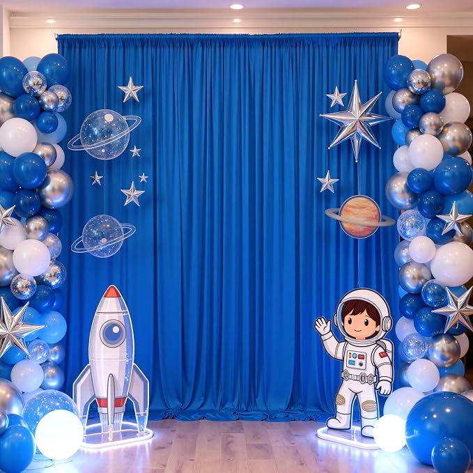 20ft×12ft Royal Blue Backdrop Curtain for Wedding Parties,4 Panels Wrinkle Free Polyester Photo Backdrop Drapes Back Drop Cloth for Birthday Photography Background