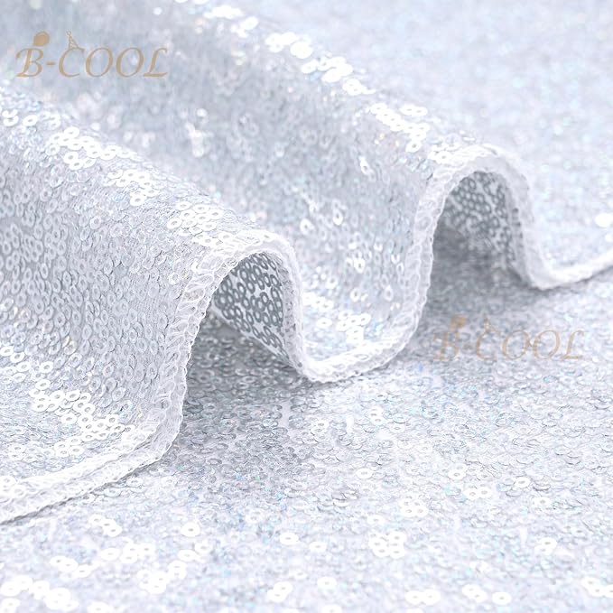 B-COOL Seamless Sequin Table Cloth Laser Silver Glitter Design Table Cloth Wedding Overlay Birthday Party Tables Decoration 50x80 Inch