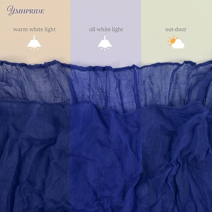 12 Pack Cheesecloth Table Runner 35 x 120 inch Long Boho Cheese Cloth Gauze Table Runners Semi Sheer Table Runner for Wedding Decor, Bridal Shower, Birthday Party (Royal Blue)