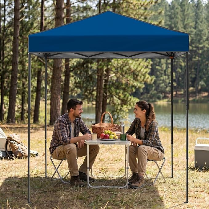 EAGLE PEAK 6x4 Instant Pop Up Canopy Tent, Straight Leg Sun Shelter, Portable Canopy with Carry Bag for Camping, Beach & Sports, Dark Blue