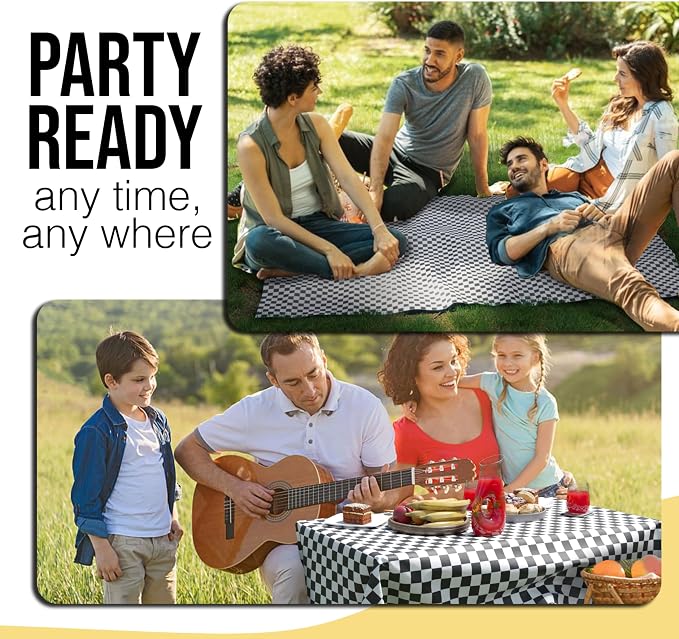 Party Solids 66% Thicker Black White Checkered Plastic Table Cover Roll 40" X 300' Table Cloth Plastic Cover Roll Quality Thick Banquet Rolls Disposable Tablecloth Rolls Strong American Based Company