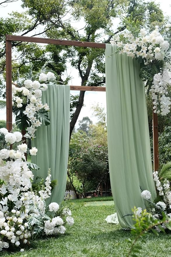 MLMW Sage Green Chiffon Fabric Sheer Fabric by the Yard 10 Yards 60" Wide Wedding Arch Draping Fabric Sheer Material for Party Backdrop Curtain Arch Ceiling Decor