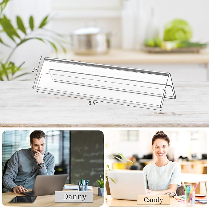 Dingelex acrylic name plate for desk clear table tents widely used table display for office metting school classroom 24 Pieces