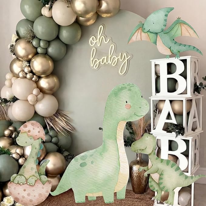 4 Pcs Large Hatching Soon Baby Shower Decoration Dinosaur Baby Shower Decorations Dino Birthday Party Decor Cartoon Dinosaur Cutouts Cardboard Standup Centerpiece Phot Booth Props