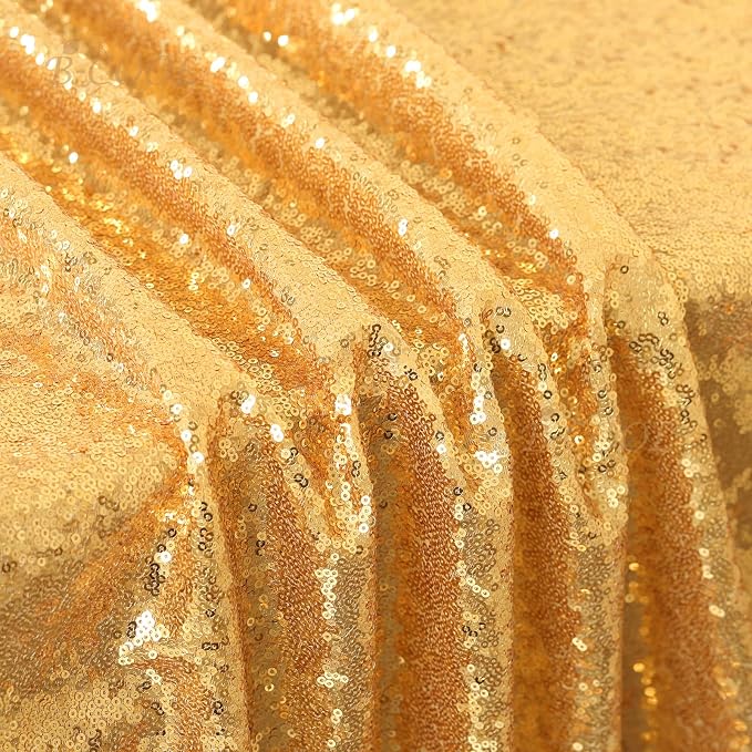 B-COOL Sparkly Drape Tablecloth Gold Tablecloths Sequin Fabric Table Cloth for Ceremony Party Halloween 50x80 Inch