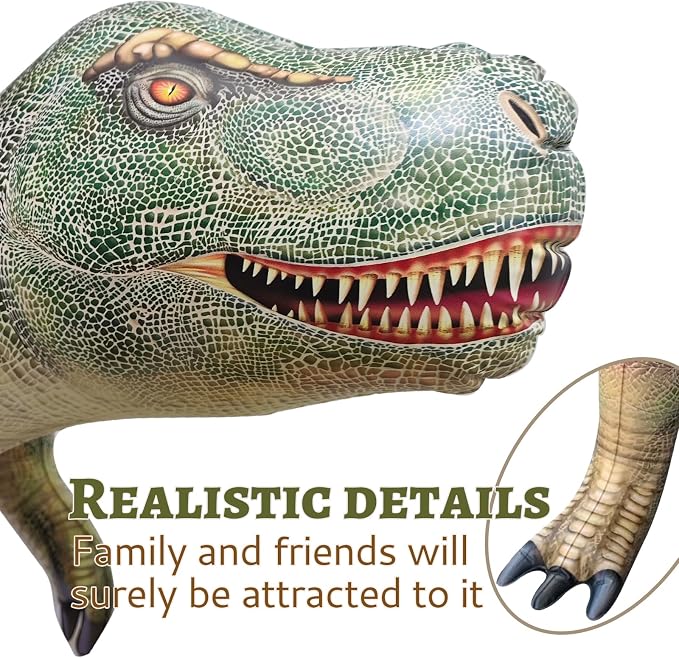 HOHQB 3 Inflatable Dinosaur Jurassic Birthday Party Supplies Giant Blow up Dinosaur Birthday Decorations Balloons for Kids (Plesiosaur Tyrannosaurus Therizinosaurus)