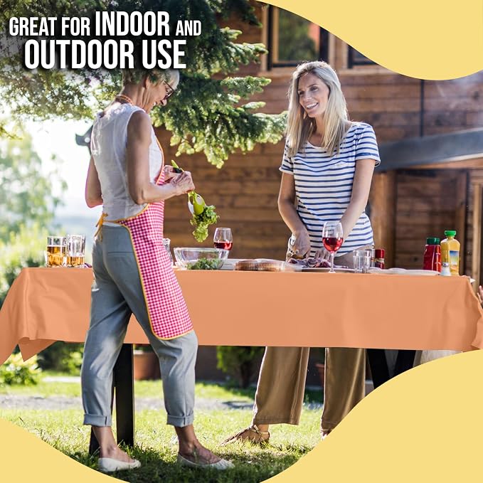 Party Solids 66% Thicker Premium Peach Plastic Table Cover Roll 40" X 300' Table Cloth Plastic Cover Roll Quality Thick Banquet Rolls Disposable Tablecloth Rolls Strong American Based Company