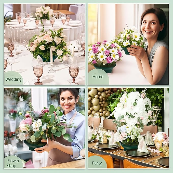 Sabary 24 Pack Large Size 6.3 Inch Floral Foam Round Bowls for Flower Arrangements Round Floral Supplies Flower Foam with Bowl Kit with Floral Foam Blocks for Table Party Wedding Festival Flower