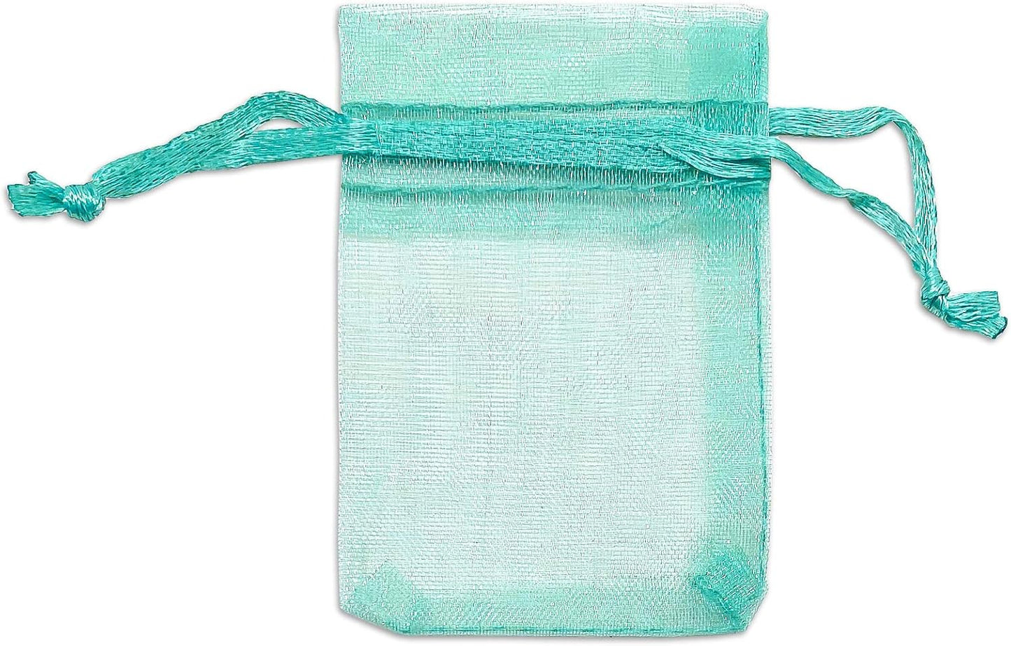 TheDisplayGuys 48-Pack 4x6 Teal Sheer Organza Gift Bags with Drawstring, Jewelry Candy Treat Wedding Party Favors Mesh Pouch