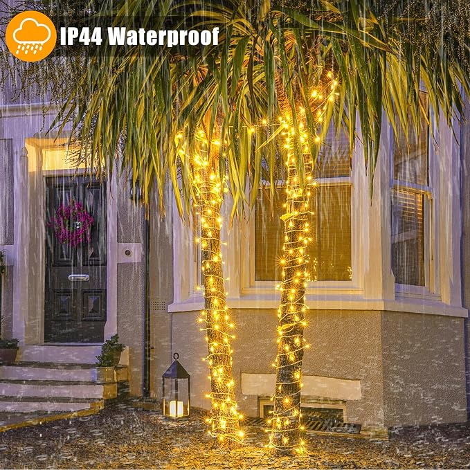 100ft 300 LED String Lights Indoor Connectable Warm White Christmas Lights Outdoor Waterproof, Twinkle Fairy Lights Plug in Clear Wire for Outside Wedding Bedroom Garden Tree Decorations