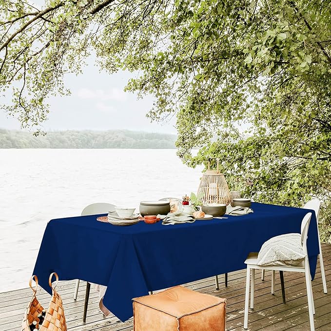 12 Pack Polyester Tablecloth -60 x 126 Inch Navy Blue Table Cloth for 8 Feet Rectangle Tables, Stain and Wrinkle Resistant Washable Fabric Table Cover for Wedding Party Banquet Restaurant Kitchen