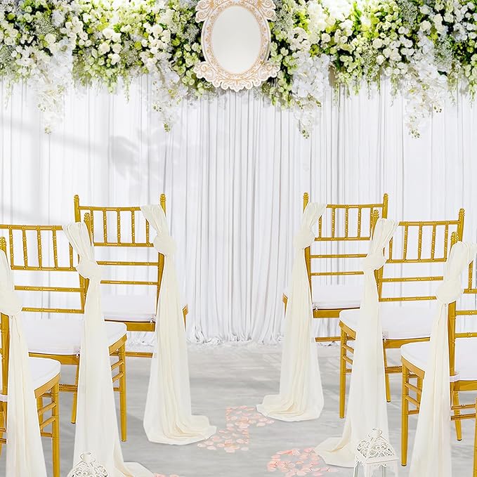 Beige Chiffon Table Runner Sheer: 10 Pieces 14x120 Inches Wedding Table Runners - 10ft Soft Fabric for Daily Dining Bridal Baby Shower Decorations