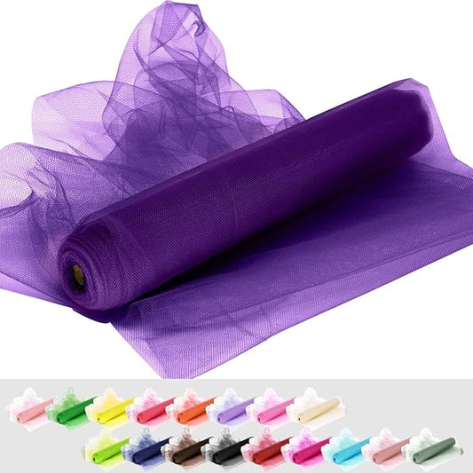 Tulle Fabric Rolls, 54 Inch by 10 Yards (30 ft) Tulle Ribbon for Wedding Party Decoration Sheer Fabric Spool Bolt, Ceiling Decor, Tutu Skirt, Christmas Gift Wrapping, Soft & Drape (Purple)