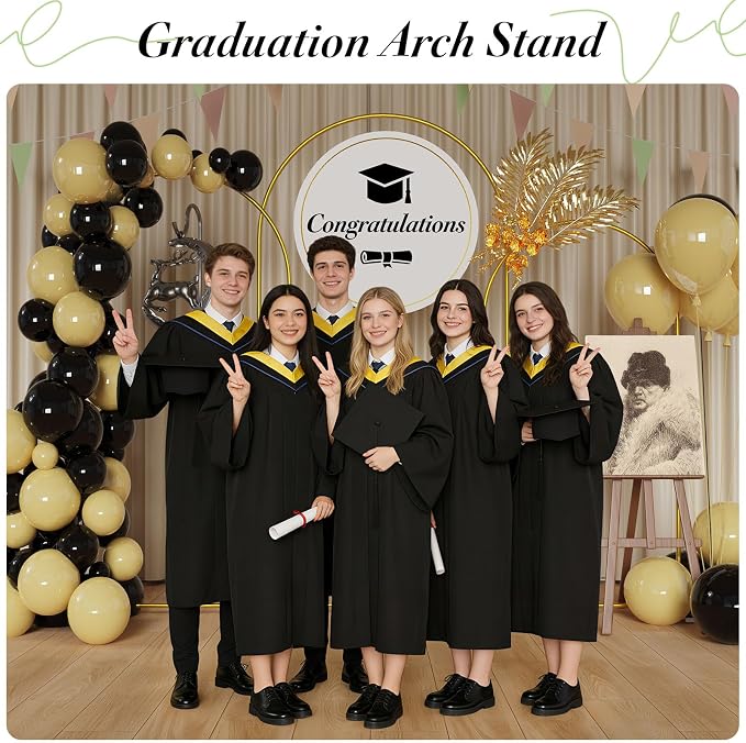 Metal Arch Backdrop Stand Set of 3 (6ft/6.6ft/7.2ft) - Gold Wedding Arch Frame for Ceremony, Birthday, Baby Shower & Party Decor, Ideal for Balloons, Flowers & Photo Shoots Indoor Outdoor