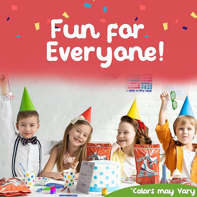 Crown Display Party Favors for Kids 10 Pre Filled Party Favor Bags - Roller Skating Fun Goodie Bags Stuffers for Kids with Fidget Toys and Small Toys Goody Bag Stuffers - Party Favors for Kids 4-8