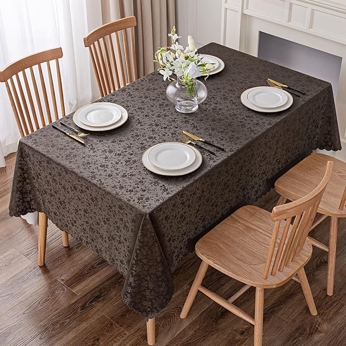 Smiry Rectangle Table Cloth, Waterproof Heavy Duty Vinyl Tablecloths, Wipeable Washable Table Cover for Kitchen and Dining Room (Coffee 70" X 108")