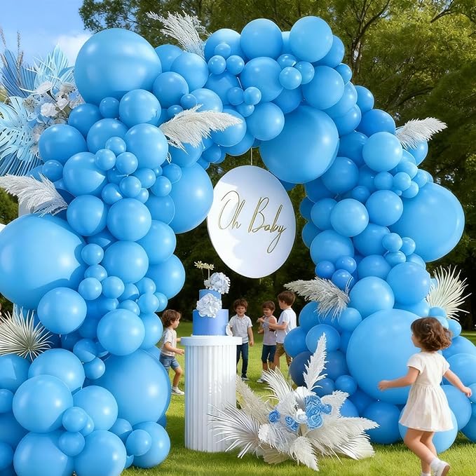 412pcs Light Blue Balloons Different Sizes 18 12 10 5 Inch, baby blue balloon Arch Kit for Birthday Gender Reveal Baby Shower Party Decoration
