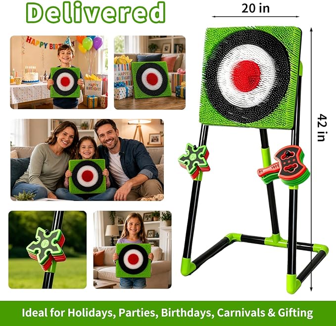 Axe Throwing Game for Backyard, 2-in-1 Axe & Dart Target Game Set with 4 Safe Throwing Axes & 6 Darts, Portable Outdoor Indoor Family Party Yard Game for Adults & Kids