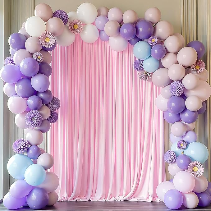 Wokceer Pink Backdrop Curtain for Wedding Parties 10x8FT Photo Polyester Backdrop Drapes for Wedding Photoshoot Baby Shower Birthday Party Curtains Photography Background 2 Panels 5x8FT