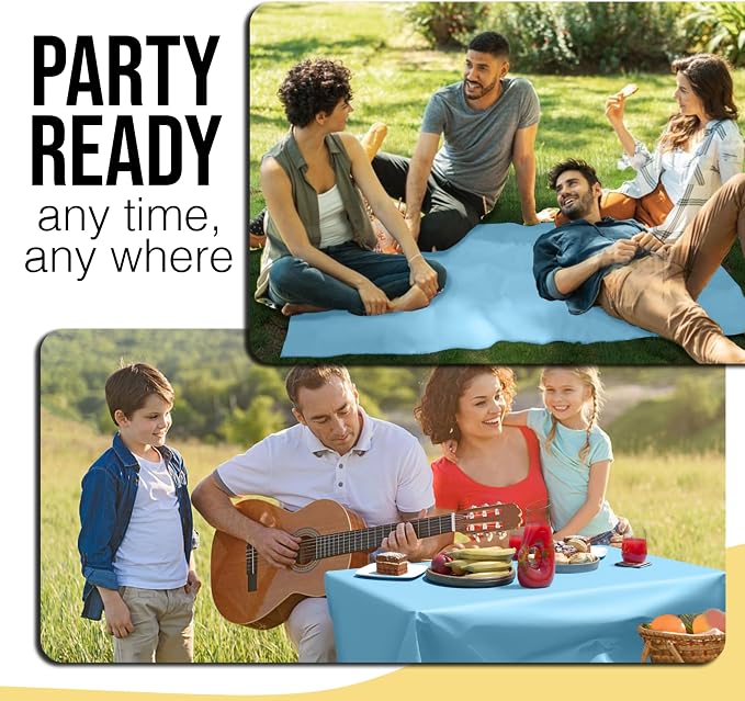 Party Solids 66% Thicker Premium Sky Blue Plastic Table Cover Roll 40" X 300' Table Cloth Plastic Cover Roll Quality Thick Banquet Rolls Disposable Tablecloth Rolls Strong American Based Company