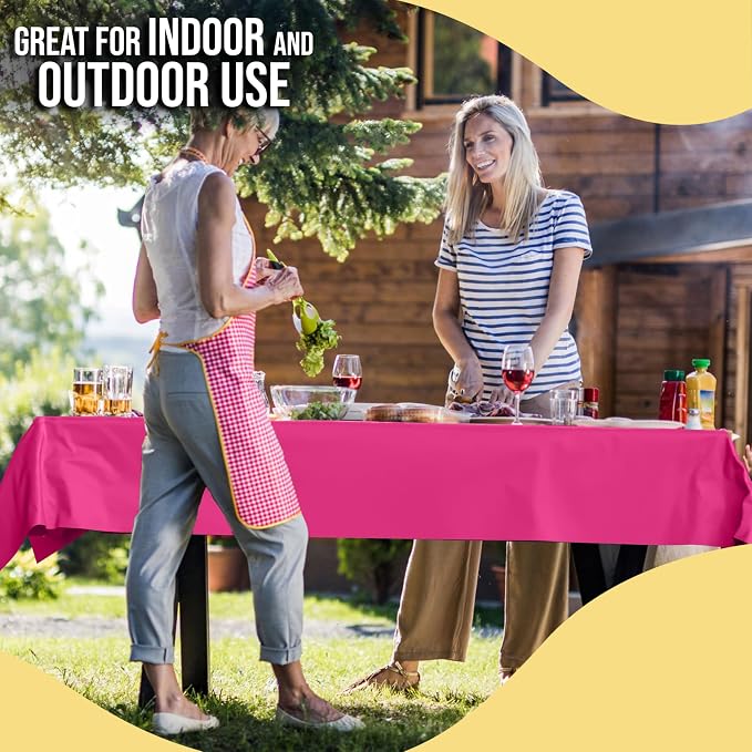 Party Solids 66% Thicker Premium Hot Pink Plastic Table Cover Roll 40" X 100' Table Cloth Plastic Cover Roll Quality Thick Banquet Rolls Disposable Tablecloth Rolls Strong American Based Company
