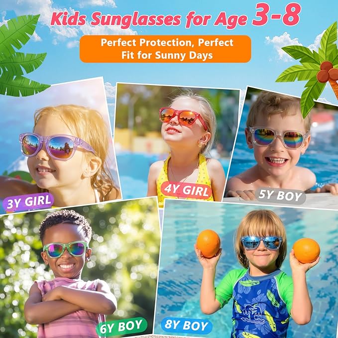 Kids Sunglasses Party Favors Bulk - 32Packs Goodie Bags Stuffers for Kids 3-8, Boys Girls Neon Sunglass with UV400 Protection for Kid Birthday Party, Pool Party Supplies, End of Year Student Gifts