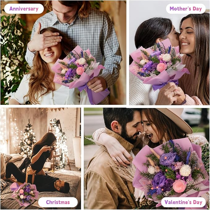 Forever Flower Gifts for Her: Romantic Flowers for Graduation-Daughter Girlfriend Wife Mom Grandma-Preserved Rose Bouquets-Flowers for Delivery Prime on Birthday Anniversary Valentines (Lilac)