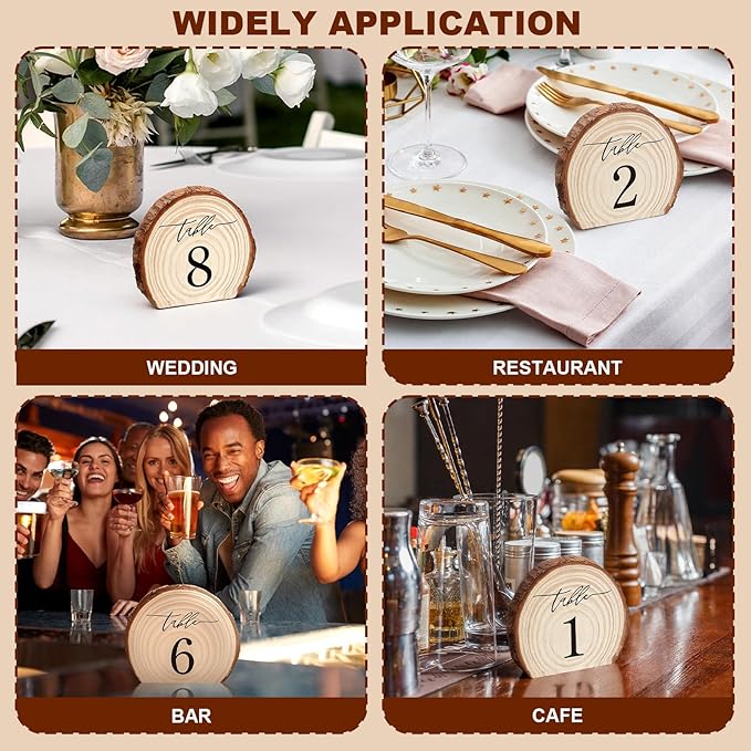 Novabright 11 Pcs Wooden Wedding Table Numbers 1-10, Wooden Restaurant Table Numbers Centerpieces Decoration for Weddings, Reception, Special Events, and Restaurant Use