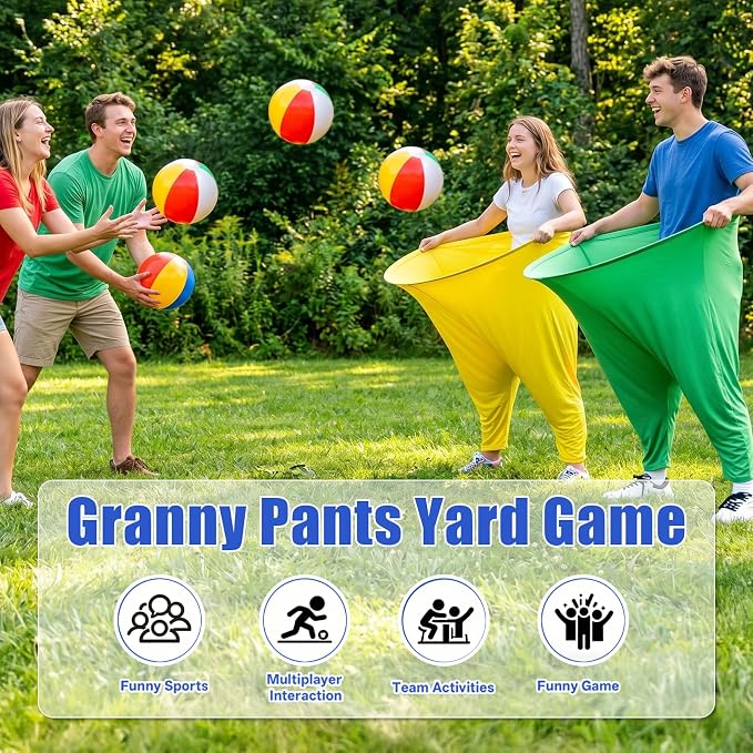 Granny Pants Yard Game, Giant Stretchy Pants Games for Family, Hilarious Game Set, Granny Pant Outdoor Party Games, Team Family Party Field Game Set