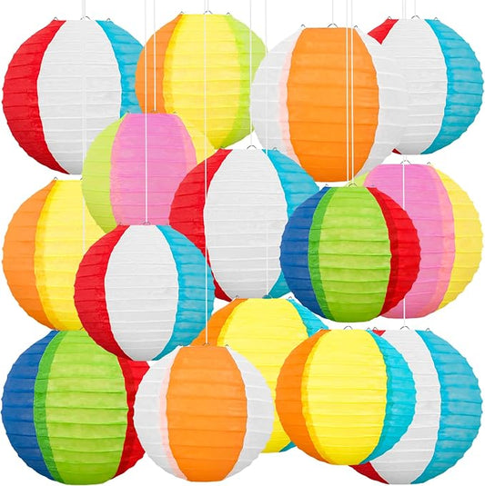 ‎Renbuzhu 45PCS Pool Party Decorations Beach Ball Paper Lanterns Bulk - Summer Luau Hawaiian Themed Hanging Decor for Home Birthday Outdoor Indoor