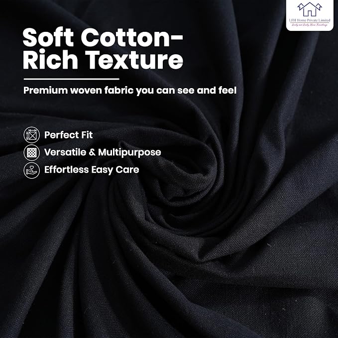 LFH Home Cotton Rich Beautiful Tablecloth for Rectangle Tables, 60 x 84 Inch Table Cloth, Machine Washable Fabric Table Cover for Dining Table, Kitchen, Parties, Holidays & Everyday Use-Black
