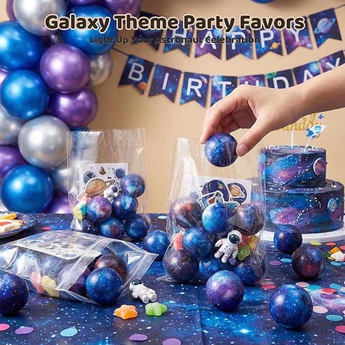 LovesTown Galaxy Foam Balls, 12PCS 2-inch Squeeze Balls for Stress Relief Outer Space Astronaut Party & Class Reward