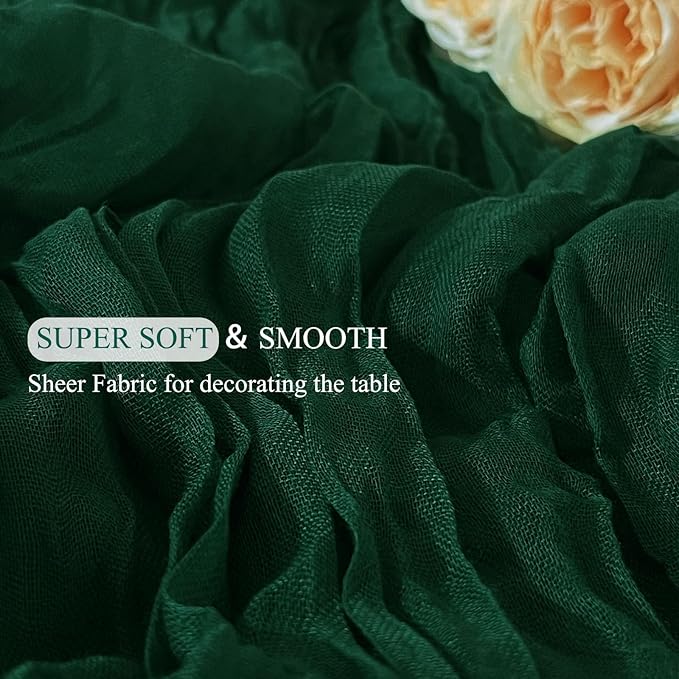 6Pack Emerald Green Cheesecloth Table Runner 10Ft Gauze Table Runner Emerald Green Cheese Cloth Table Runners Long Sheer Fabric Tablerunners for Wedding Party Bridal Shower Thanksgiving Christmas